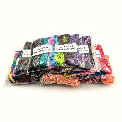 Paracord Assortment – 1mm to 5mm, Random Color Packs