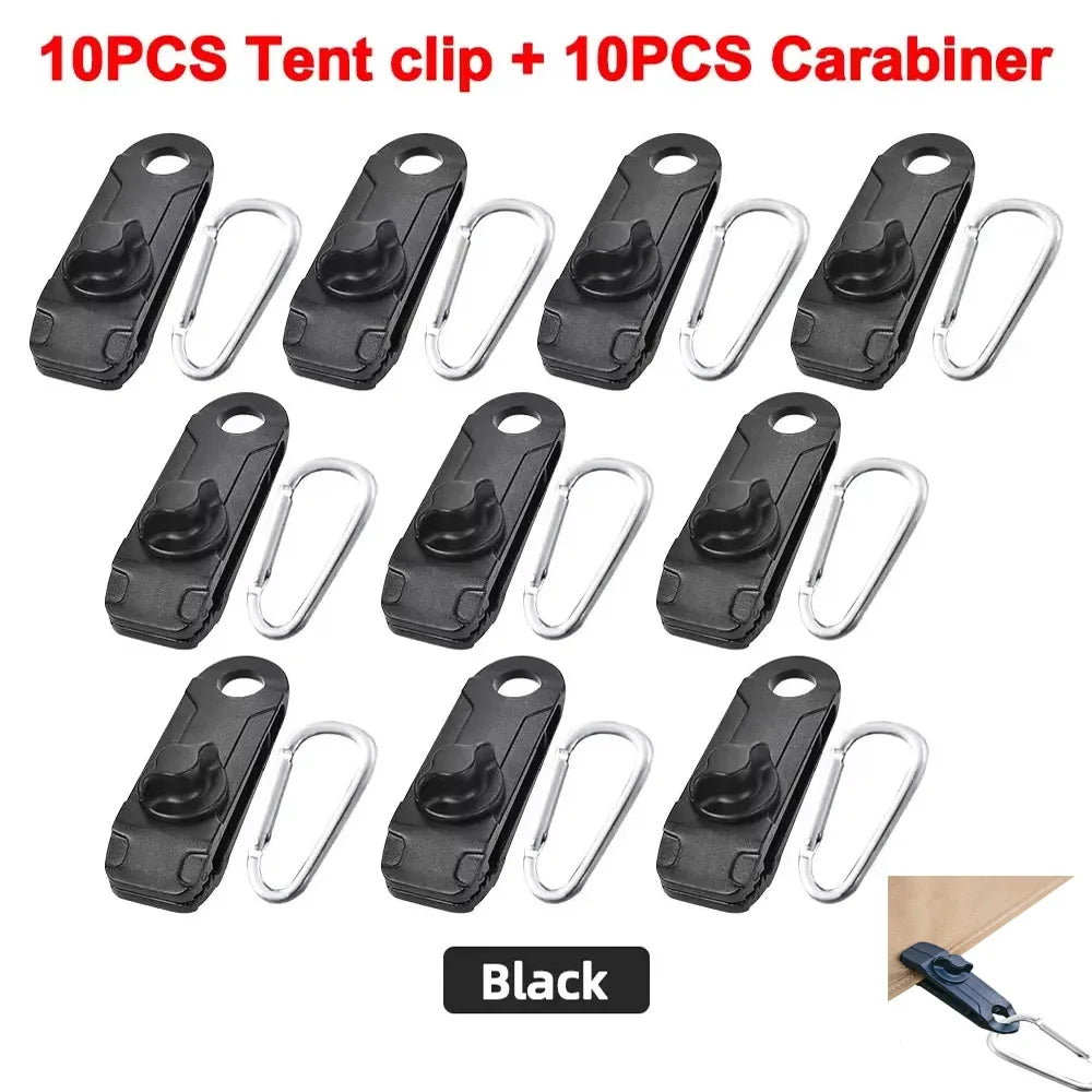 5/8/10PCS Tent Canopy Clip Outdoor Wind Rope Reusable Clamps Awning Tarpaulin Buckle Camping Mountaineering Shelters Accessories