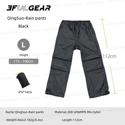 3F UL GEAR QingSuo Spilt Rain Poncho Outdoor Ultralight Sleeve Rain Coats 15D Nylon Waterproof Hiking Cycling Mountaineering