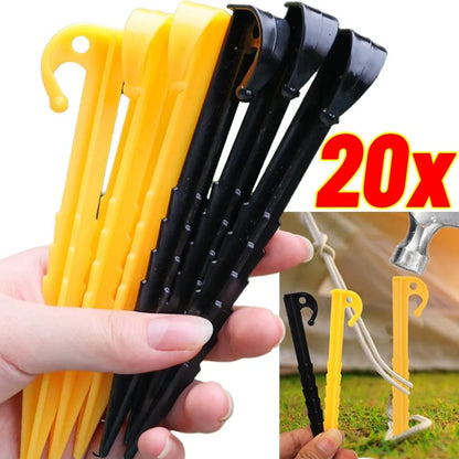 Outdoor Camping Tent Nails Sand Ground Triangular Stake Ground Awning Camping Tools Plastic Tent Pegs Nail Accessories 20/10pcs