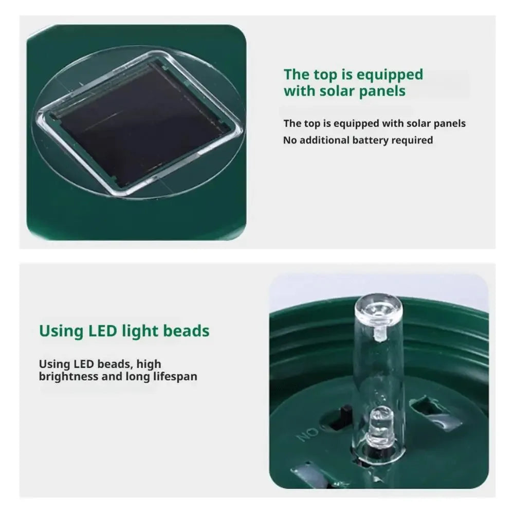 Solar Powered LED Insect Killer Mosquito Zapper Outdoor Hanging Trap Safe Non-Toxic Reusable Lamp Light Trap Pest Control Light