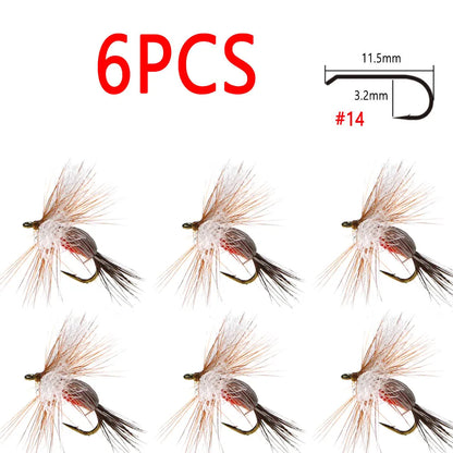 Bimoo Red Humpy Dry Flies #14 (6 Pack)