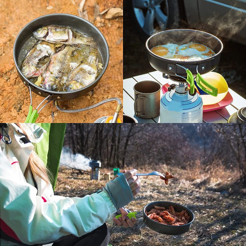 Camping Cooking Set Portable Lightweight Aluminum Camping Pot Set Hiking Picnicking Outdoor Travel Cooking Utensils Set