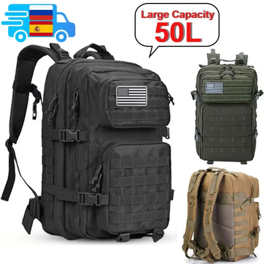 2Q-50L Tactical Backpack Men's Travel Large Capacity Rucksacks Men Waterproof Outdoor 1Sports Multi-functional Bags
