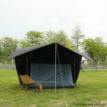 19 Hanging Points Black Coating Tarp Waterproof Black Coated Tarp Outdoor Camping Tent Tarp Bushcraft Shelter DIY Tent Fly