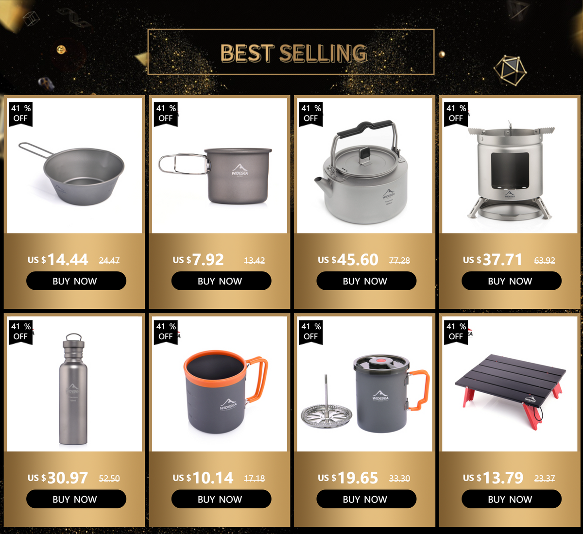 Widesea Camping Mug Titanium Cup Tourist Tableware Picnic Utensils Outdoor Kitchen Equipment Travel Cooking set Cookware Hiking