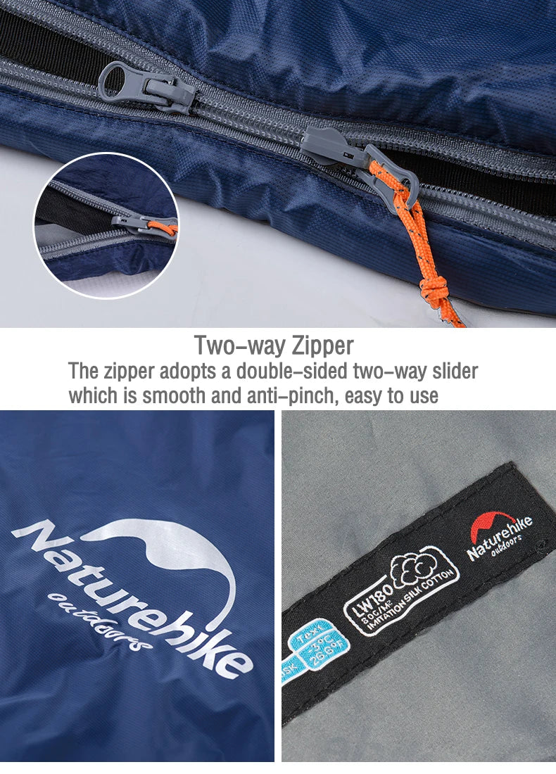 NaturehikeLW180 Sleeping Bag Ultralight Portable Sleeping Bag Spring Summer Sleeping Bag Outdoor Hiking Camping Travel Equipment