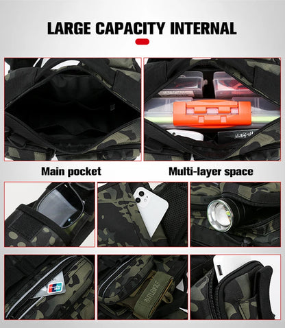 Fishing Tackle Sling Backpack with Rod Holder