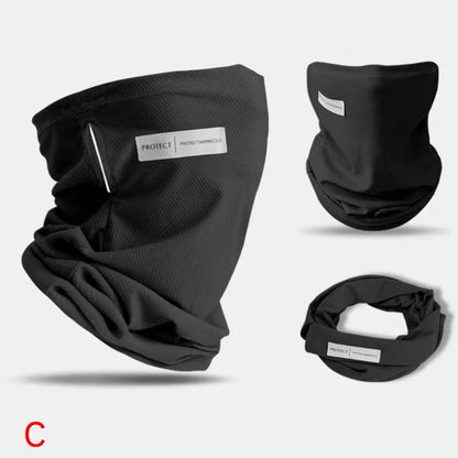Summer Ice Silk Sunscreen Mask For Men Women Outdoor Cycling Face Cover Solid Color Neck Wrap UV Protection Ear Bandana Scarf