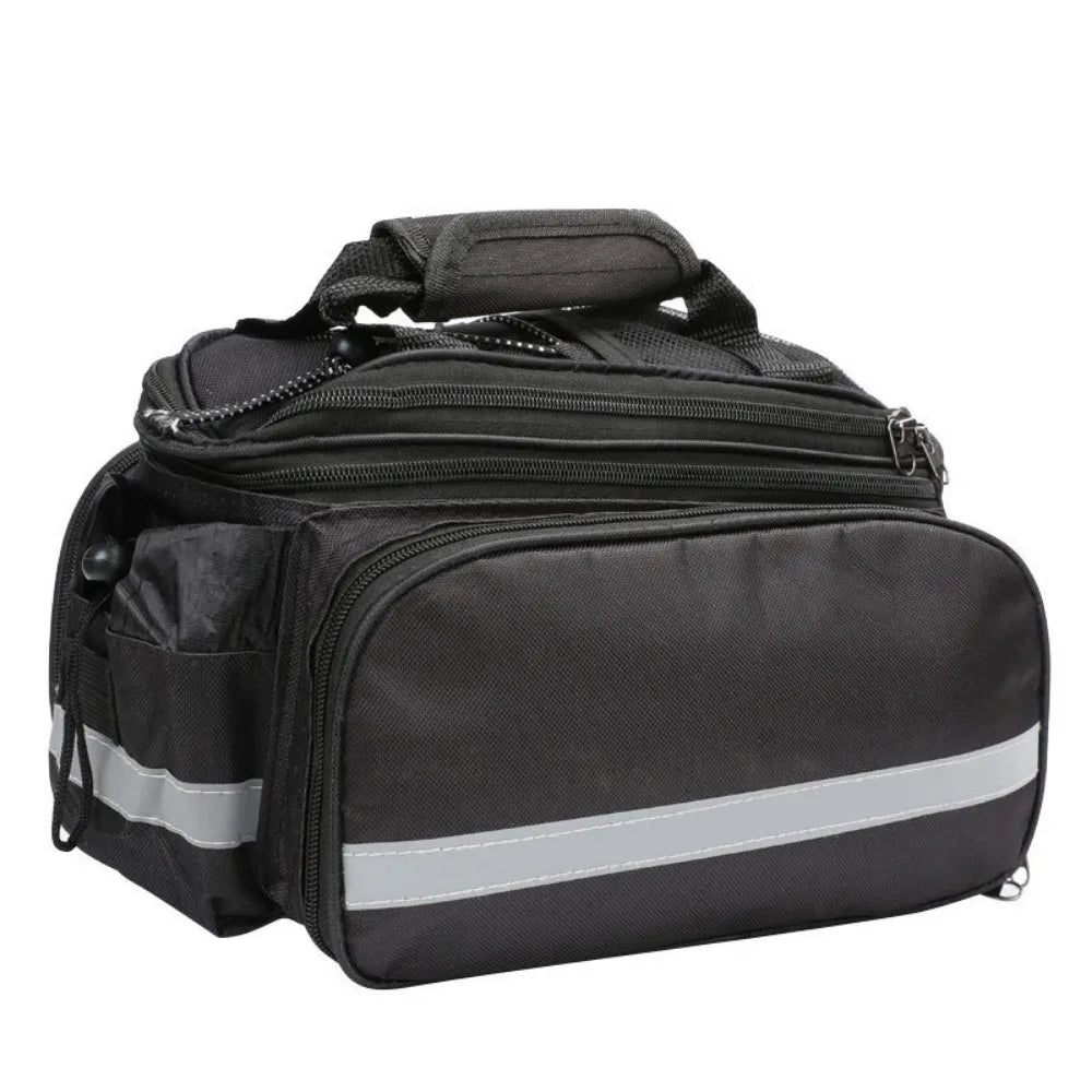 Riding equipment: Mountain bike, backpack, rear shelf bag, long-distance large capacity bike bag with rain cover