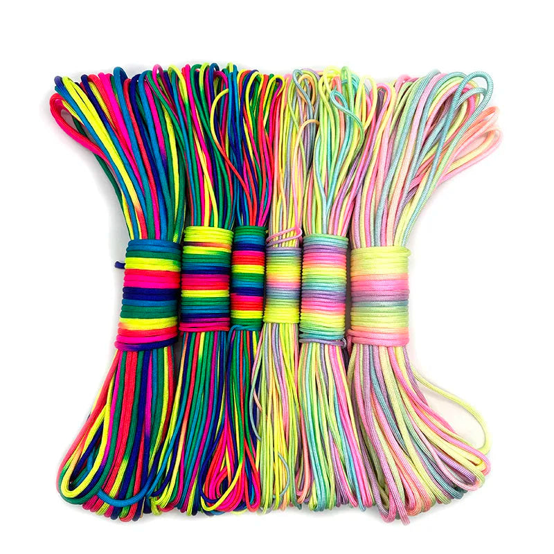 31mRainbow Paracord Rope 2mm/3mm/4mm 7 Strands Climbing Parachute Rope Survival Gear Bracelet Durable Cord for Outdoor Activitie