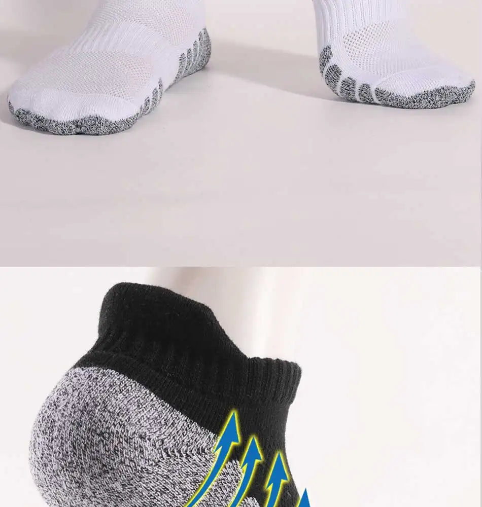 3 Pairs Thickened Towel Bottom Running Mesh Boat Non-Slip Breathable Sports Low Cut Men's Women's Socks