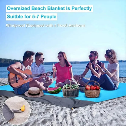 Sandproof Beach Blanket 200x140cm Waterproof Lightweight Beach Mat Portable Picnic Blanket for Travel Hiking Outdoor Sports