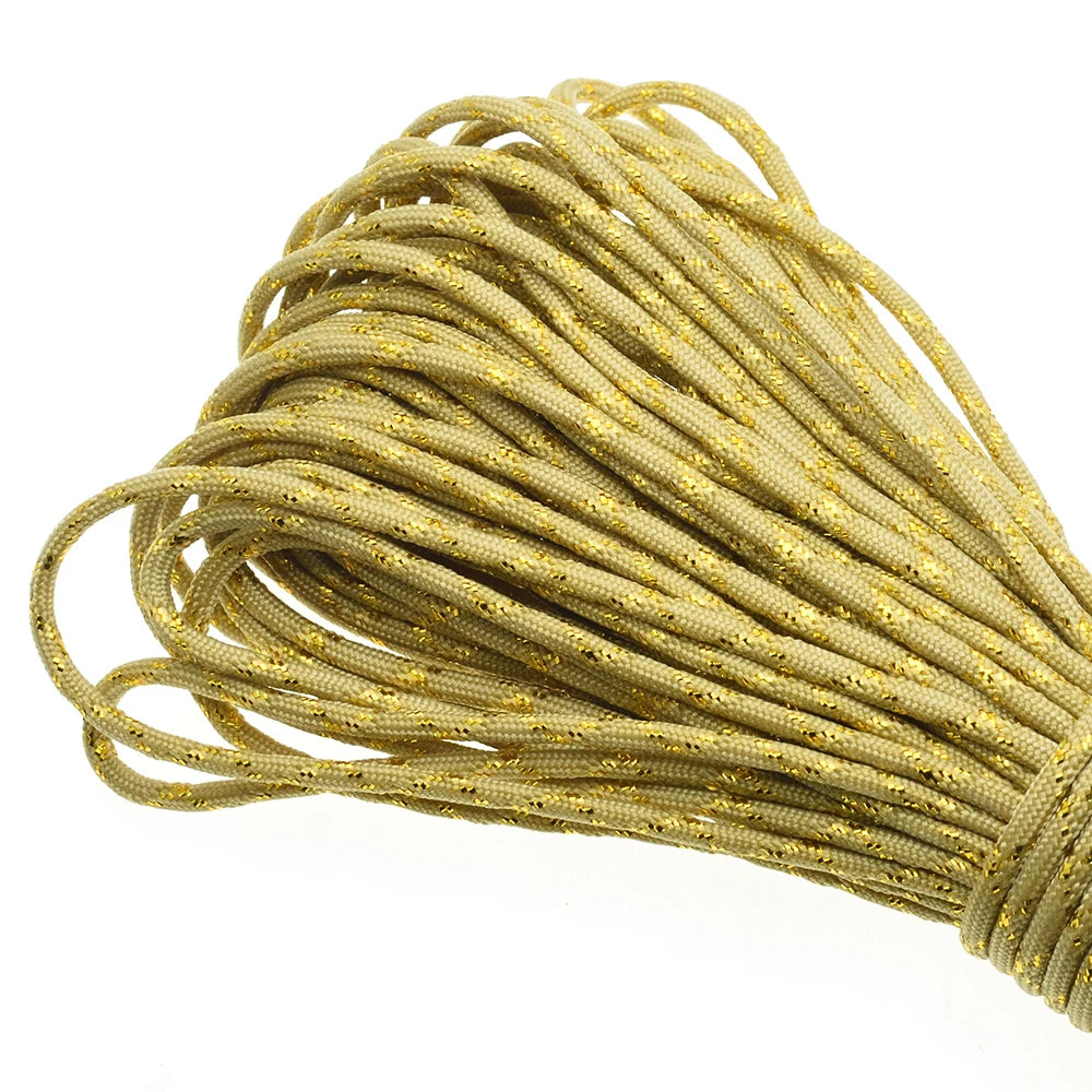 Gold & Silver 550 Paracord – Type III, 100ft, 19 Colors