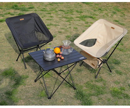 TARKA Ultralight Foldable Camping Chair Set - Portable Backpacking Moon Chairs for Garden Picnic Beach Fishing