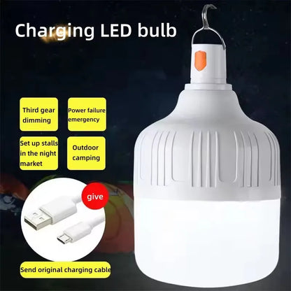 Rechargeable Portable Camping Brightness Light Dimmable LED Bulb Waterproof Outdoor Tent Light Emergency Night Light with Hook