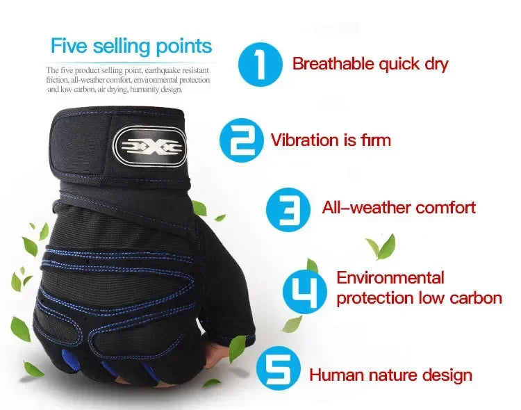 Men's and Women's Outdoor Cycling Hiking Shock Resistant Gloves Fitness Weightlifting Anti Slip Wrist Protection Gloves