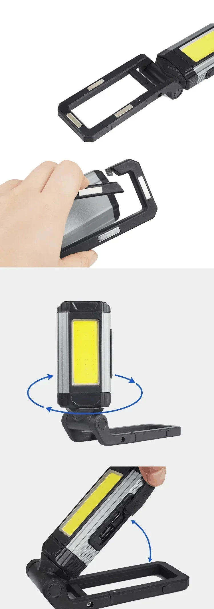 1/2/4PCS Magnetic COB Work Light USB Rechargeable LED Flashlight Portable Lantern Camping Light Type-C Power Bank Function Lamp