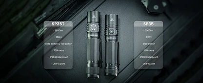 Sofirn SP35T 3800lm Tactical 21700 Flashlight Powerful LED Light USB C Rechargeable Torch with Dual Switch Power Indicator ATR