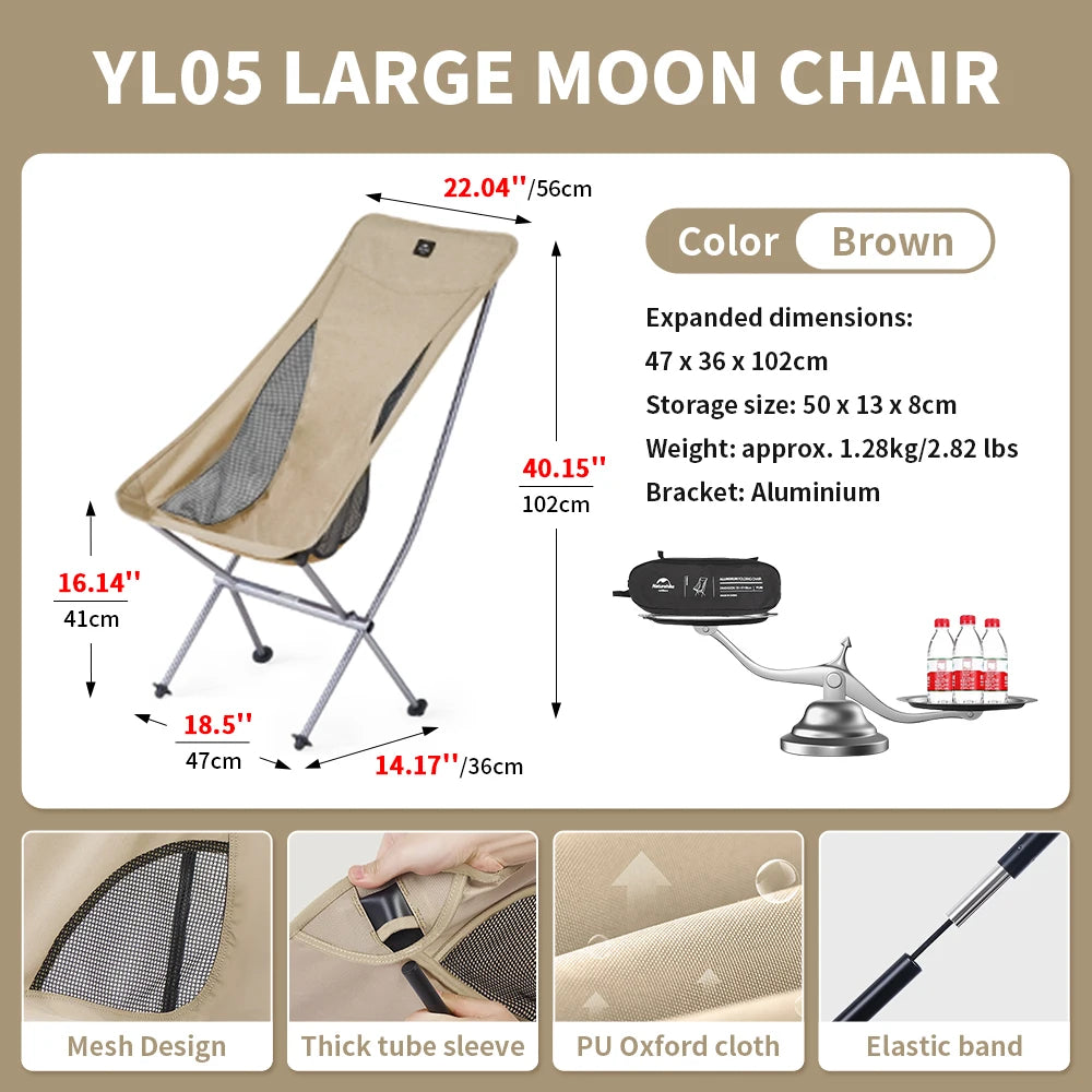 Naturehike 2024 Camping Chair Ultralight High Load Folding Quick Build Garden Chair Outdoor Foldable Picnic Beach Moon Chair
