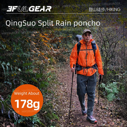 3F UL GEAR QingSuo Spilt Rain Poncho Outdoor Ultralight Sleeve Rain Coats 15D Nylon Waterproof Hiking Cycling Mountaineering