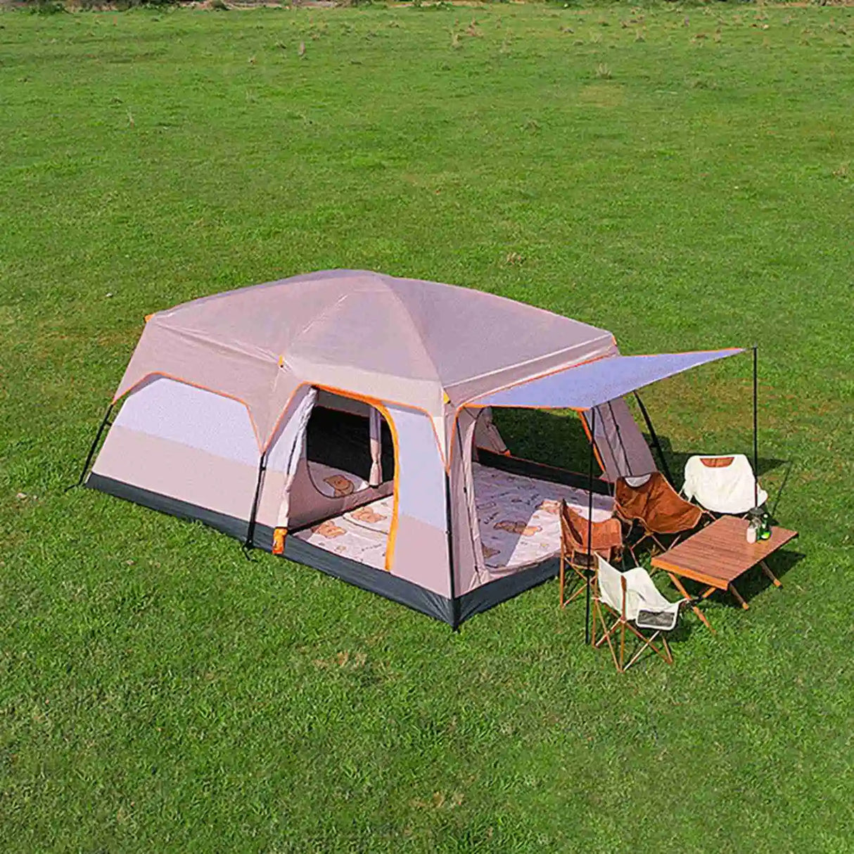 Luxury Tents For Camping Large Family Tent With Rooms 4-12 People Waterproof Two-Bedroom And One-living Room Design