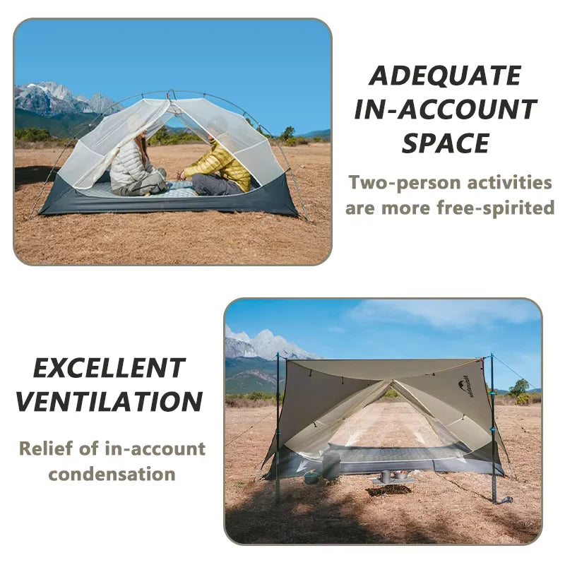 Naturehike Mongar UL Tent 1 2 Person Camping Outdoor Ultralight Tent Travel Backpacking 15D Waterproof Shelter Tent Hiking