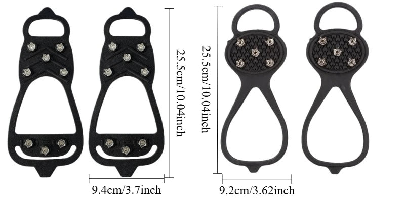 Outdoor Ice Cleats Anti Slip Shoe Covers Steel Studs Crampons for Walking on Snow and Icy Roads Winter Climbing Hiking Gear