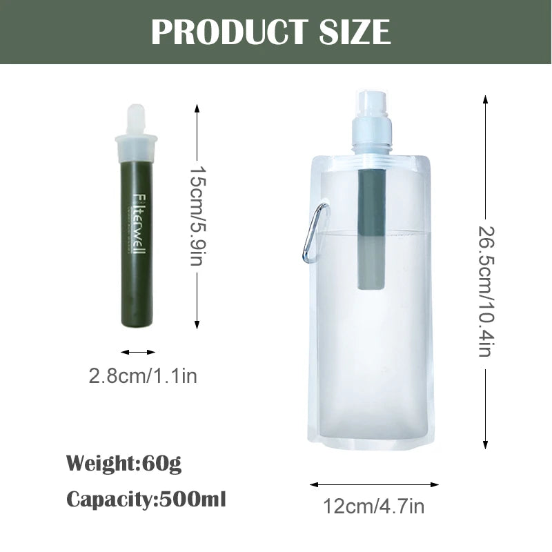 Water Filter Straw Bottle – Portable Purifier for Camping