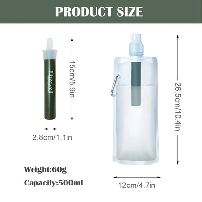 Water Filter Straw Bottle – Portable Purifier for Camping