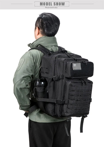 45L Tactical Backpack Molle System Men's Outdoor Hiking Rucksack with Bottle Holder EDC GYM Hunting Bag for Survival