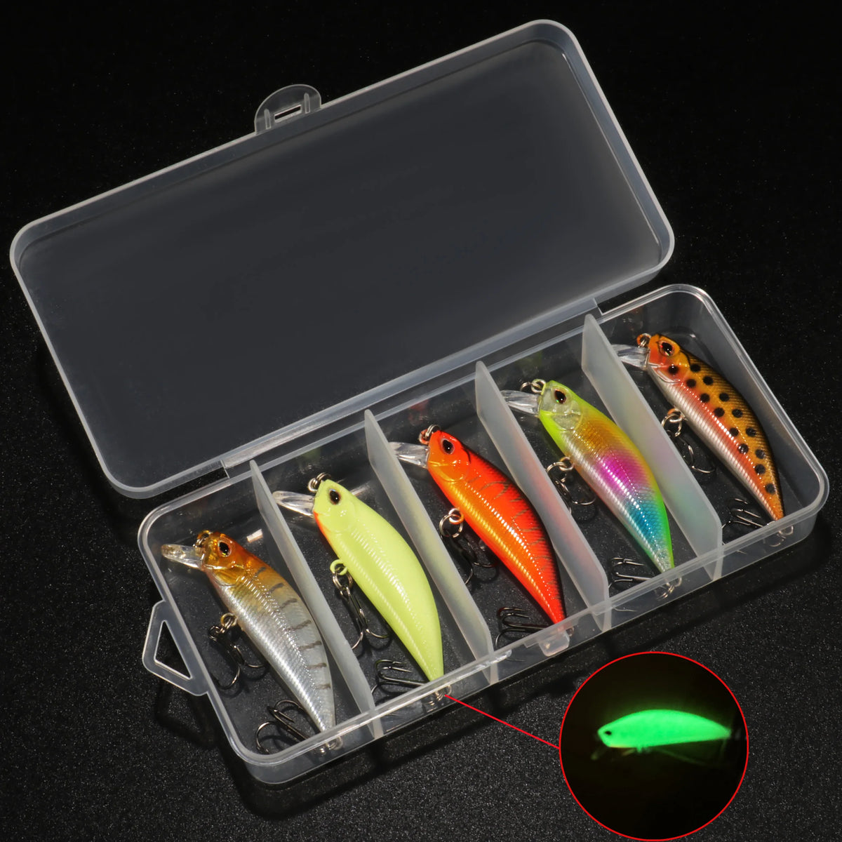 5pcs Fishing Lure Kit Sinking Minnow Trout Artificial Bait Crank Bait Bass Hook Wobbler Fishing Tackle Box Floating Jerkbait