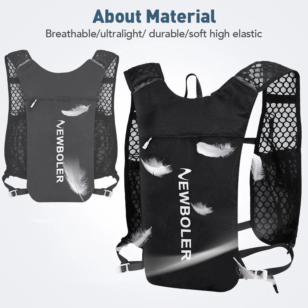 NEWBOLER Breathable Hydration Vest Trail Running Backpacks Lightweight Cycling Run Jogging Marathon Backpack Riding Climbing Bag