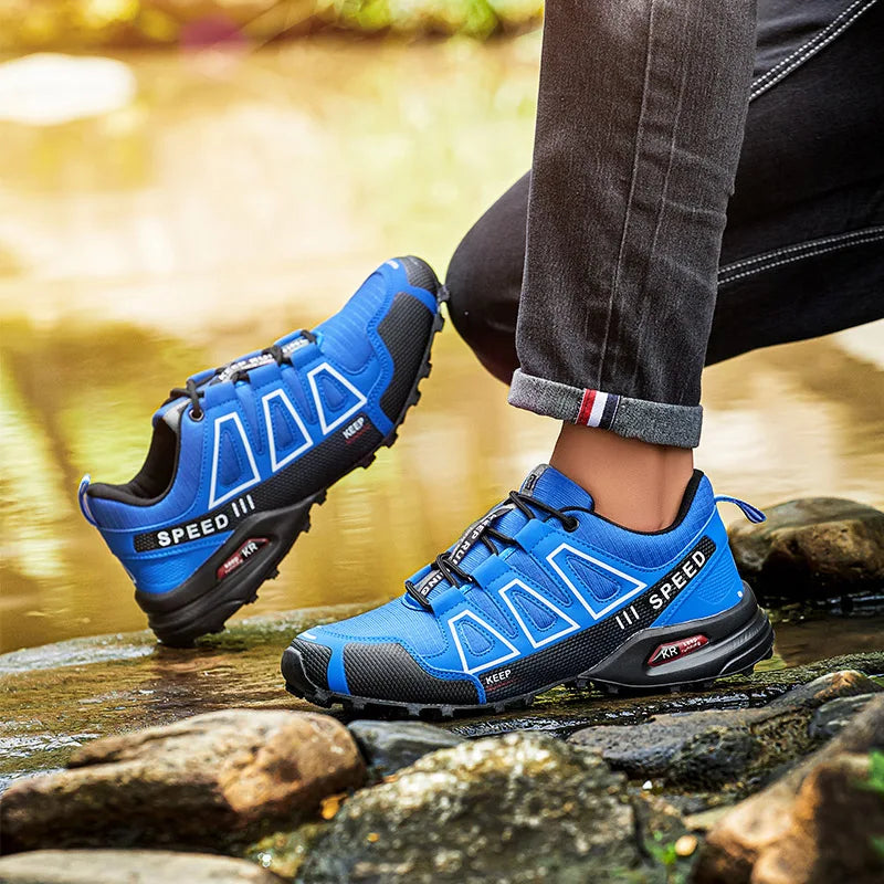 Men’s All-Terrain Hiking Shoes – Breathable Mesh Outdoor Sports Sneakers (Non-Slip, Wear-Resistant, Cycling & Trekking)