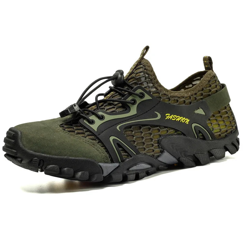 Men’s Outdoor Hiking Shoes – Anti-Slip Wear-Resistant Trekking & Jogging Sneakers (Breathable Trail Shoes, Khaki/Black/Brown/Gray)