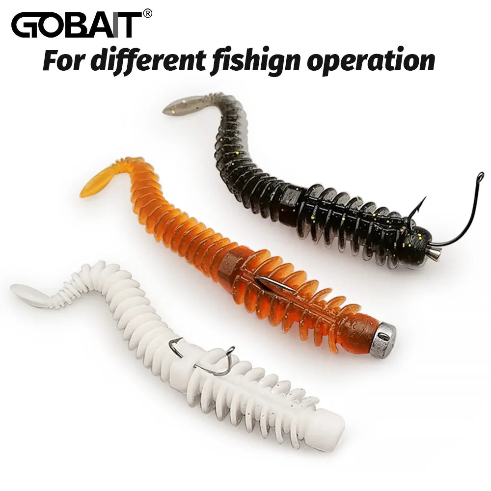 10PCS Soft Lures 6.5cm 7.5cm 8.5cm Thread TPE Worm Jig Hook Carp Fishing Tackle Pesca Swimbait Gear Fishy Flavor Kit Bait
