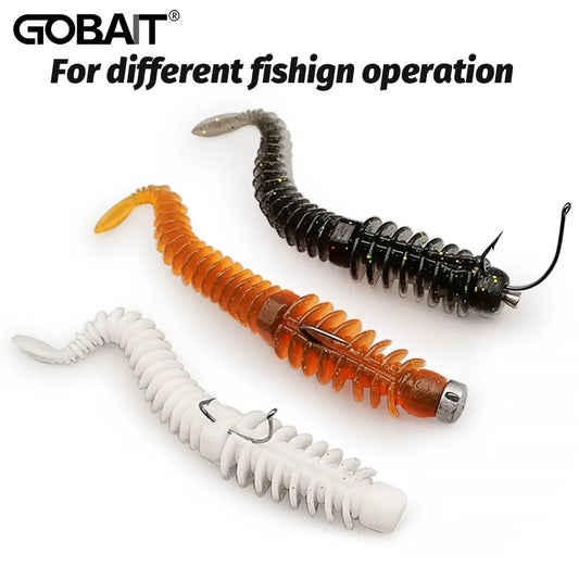 10PCS Soft Lures 6.5cm 7.5cm 8.5cm Thread TPE Worm Jig Hook Carp Fishing Tackle Pesca Swimbait Gear Fishy Flavor Kit Bait