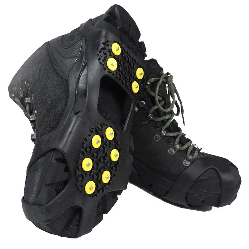 1Pair 10 Teeth Snow Ice Claw Climbing Anti-Slip Ice Grips Shoe Spikes Crampon Cleats Sport Shoes Cover for Walking Hiking Boots
