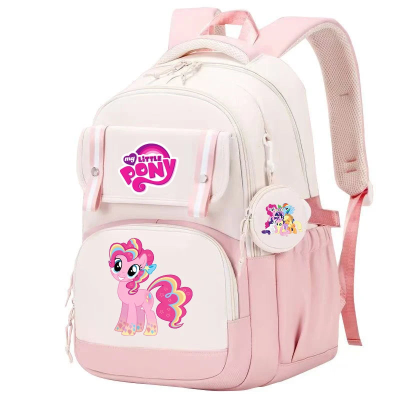 My Little Pony Large Capacity Backpack Cartoon Daypack Travel Commute Knapsack Schoolbag for Kids Girls Mochila With Coin Purse
