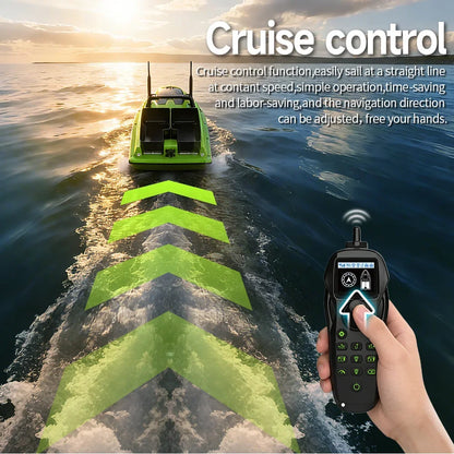 Sonar Bait Boat with Color Fish Finder Screen & Dual Hopper