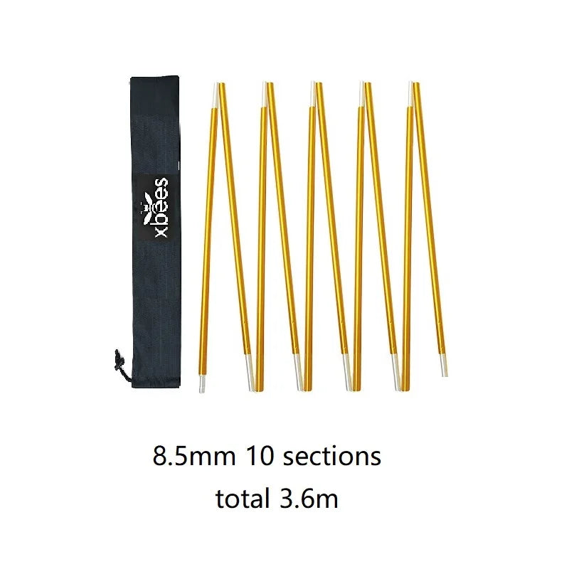 1pcs Xbees Tent Pole 8.5/9.5/11mm Camping Aluminum Alloy Tent Pole 360/400/440CM Camping Essential Accessories