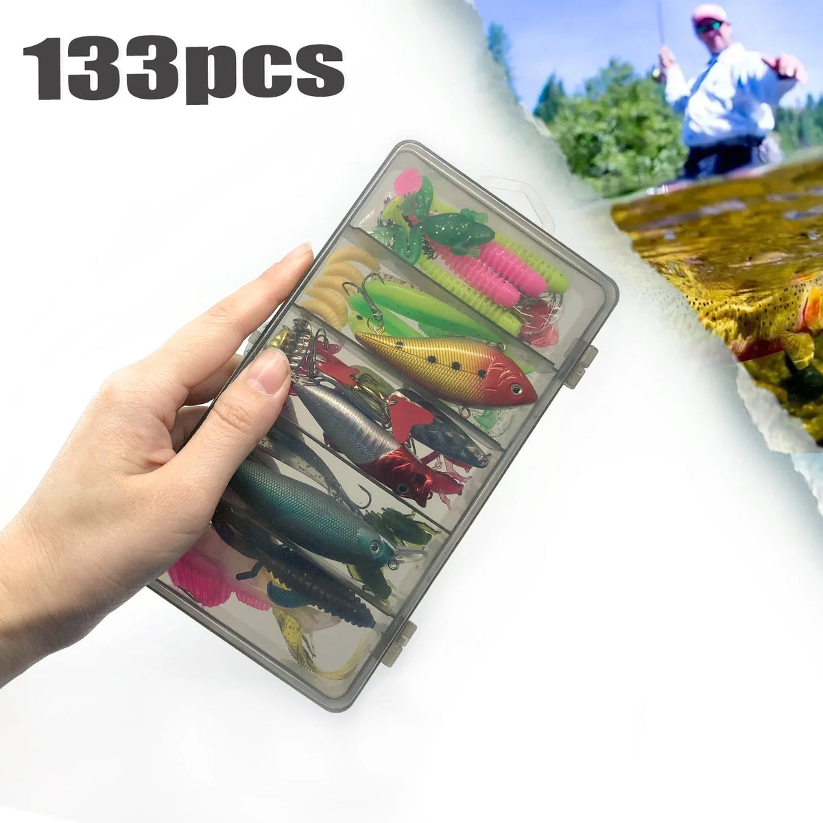84/107pcs Fishing Lure Kit Soft and Hard Bait Set Gear Layer Metal Jig Spoon For Bass Pike Crank Tackle Accessories with Box
