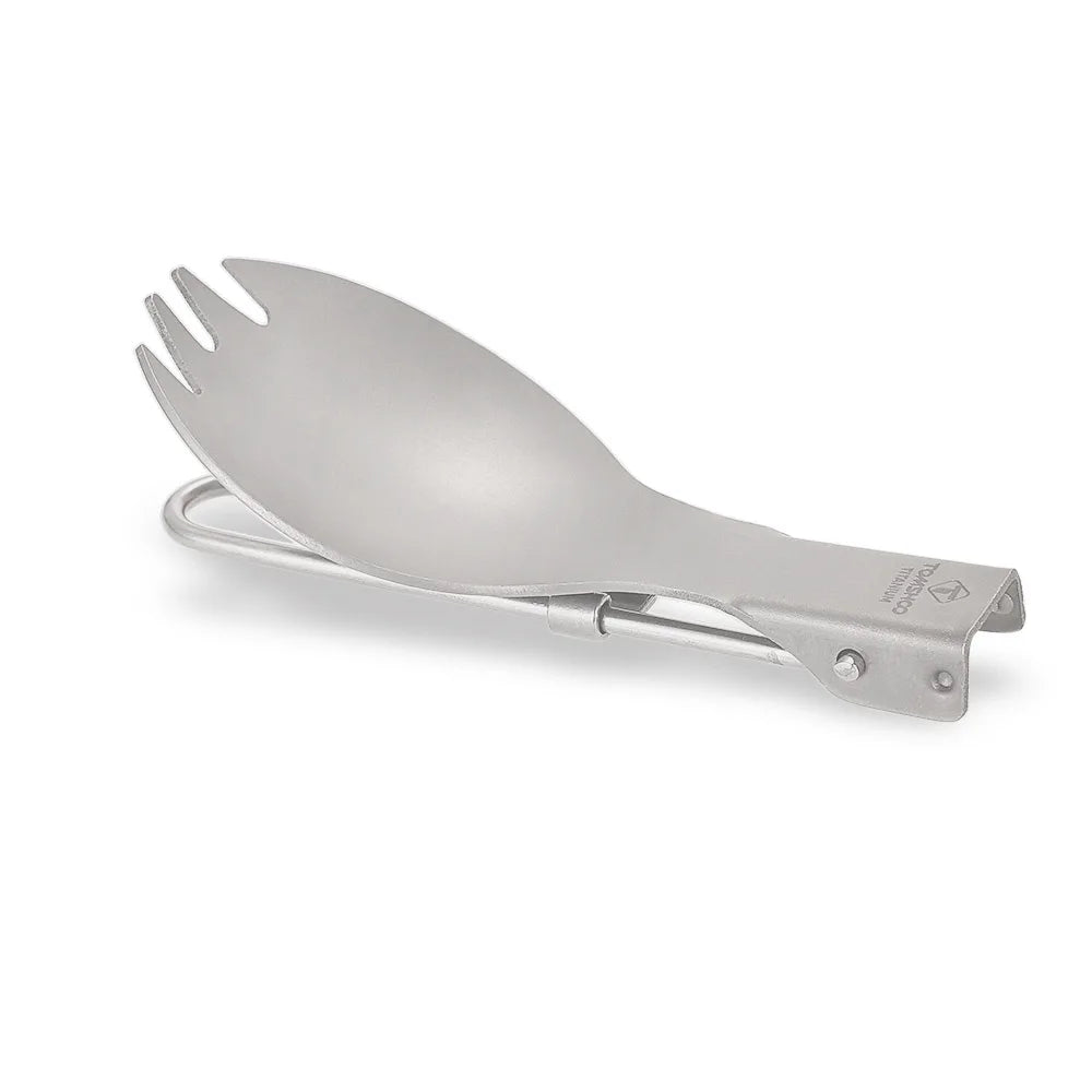 TOMSHOO Titanium Folding Spork Outdoor Camping Hiking Backpacking Dinner Spork Utensil Tableware
