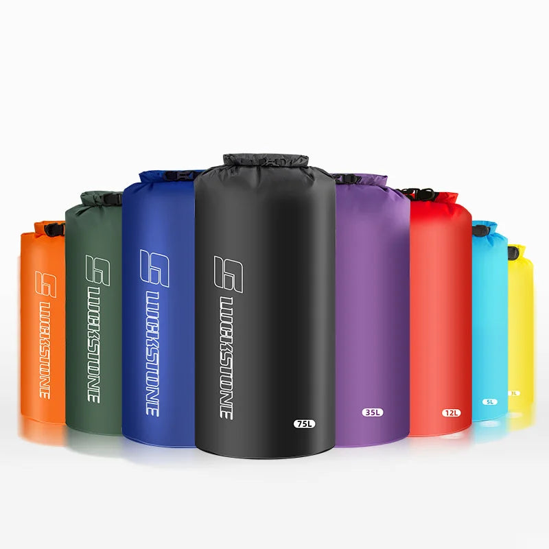 3/8/12/15/25/35/75L Waterproof Dry Bag Sack Ultralight Drifting Swimming Clothes Storage Bag for Camping Boating Hiking Rafting