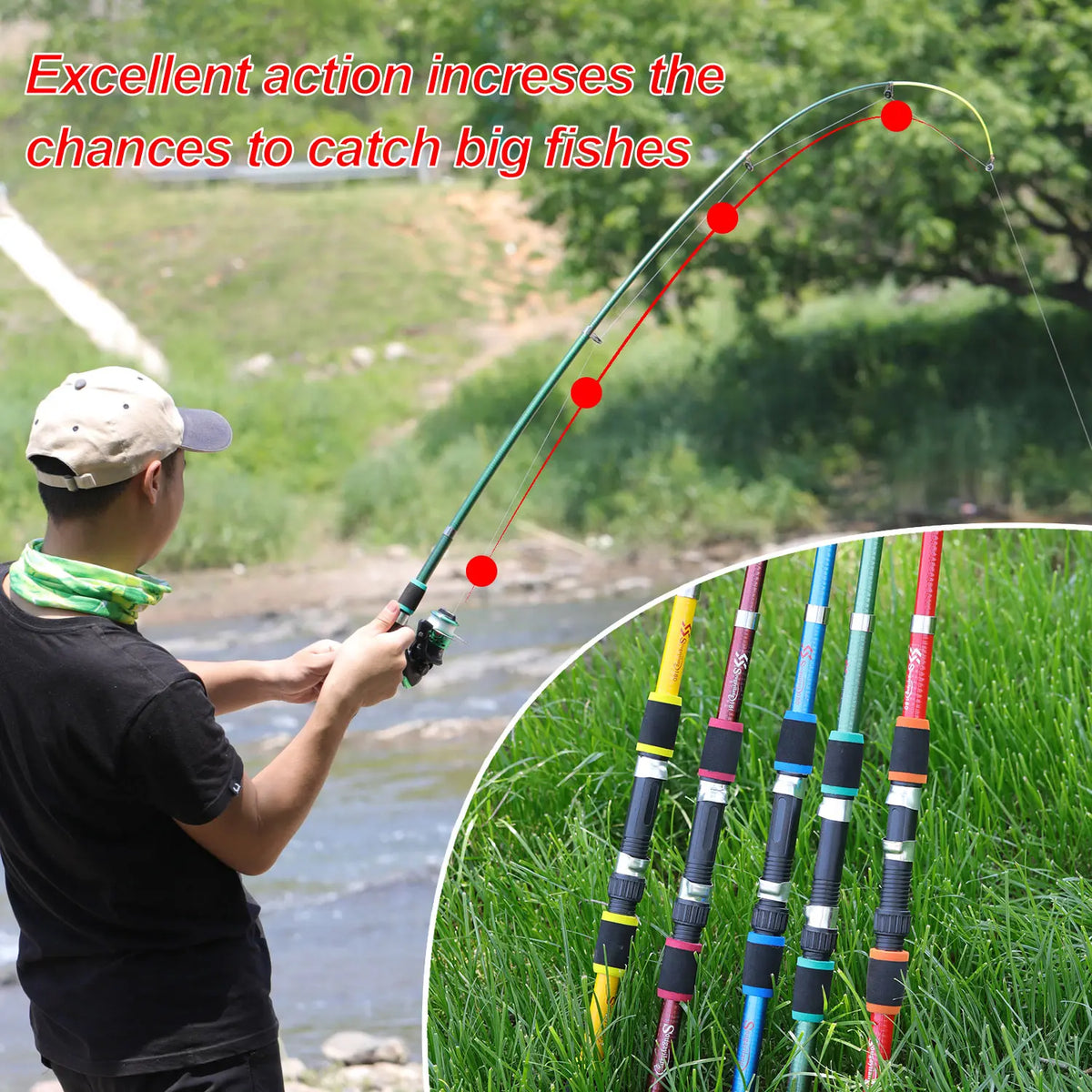 Sougayilang 1.8M Telescopic Rod M Power Children Fishing Rod Fiberglass Material Durable Spinning Fishing Rod Carp Feeder Rod