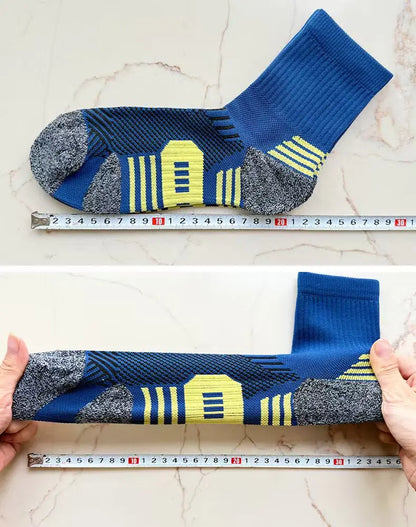 3 Pairs Men's Athetic Socks Sports Breathable Outdoor Running Compression Socks Traning Long Black White  BLUE Stretch Socks