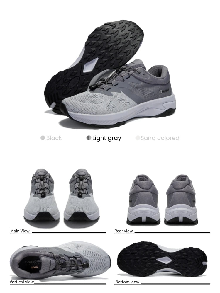 Baasploa Men Hiking Shoes Summer Breathable Comfort Soft Outdoor Sneakers New Solid Walking Shoes Anti Slip Wear-resistant