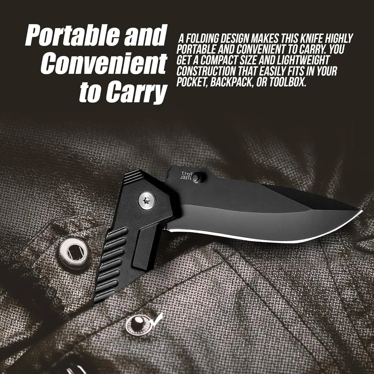 Stainless steel convenient folding knife EDC pocket folding knife is suitable for outdoor camping, fishing, survival and hunting