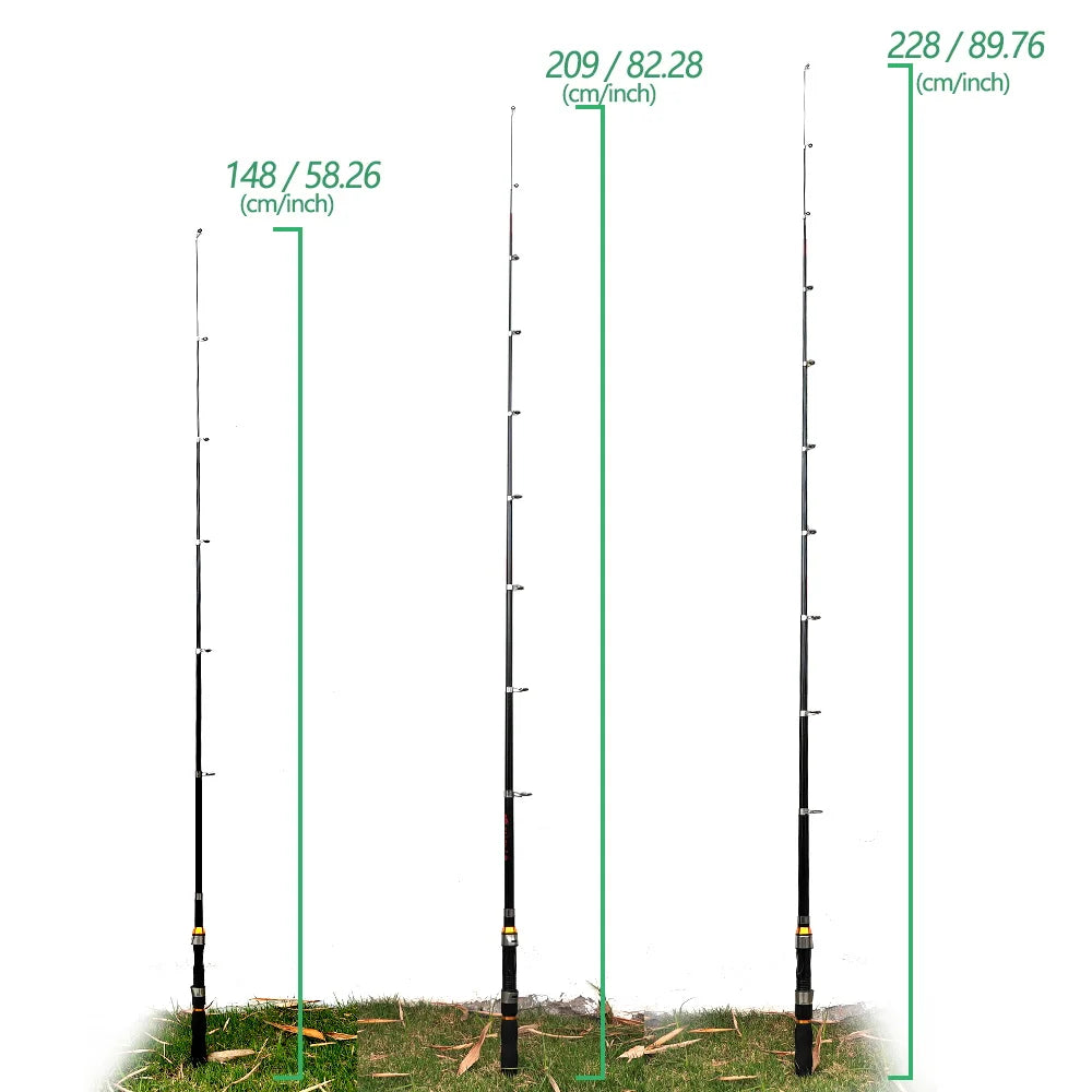 JOSBY Telescopic Fishing Rod Spinning Fly Carp Feeder Fiber Pesca 2.3M 2.1M 1.5M Mini Travel Rod Reel Seat Portable Ultra Short