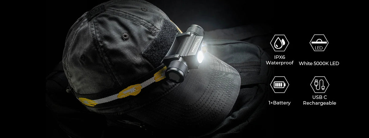 H25LR LED 90 High CRI Rechargeable Headlamp Powerful Lightweight Head Flashlight with Bright White Light  660nm Deep Red Torch